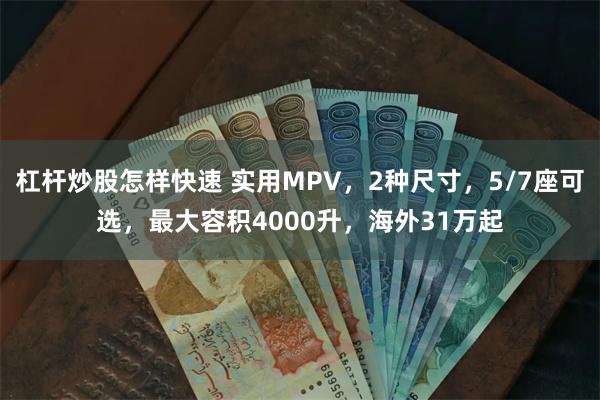 杠杆炒股怎样快速 实用MPV，2种尺寸，5/7座可选，最大容积4000升，海外31万起