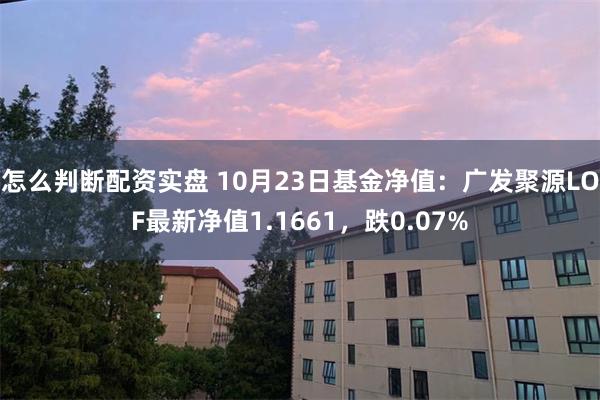 怎么判断配资实盘 10月23日基金净值：广发聚源LOF最新净值1.1661，跌0.07%